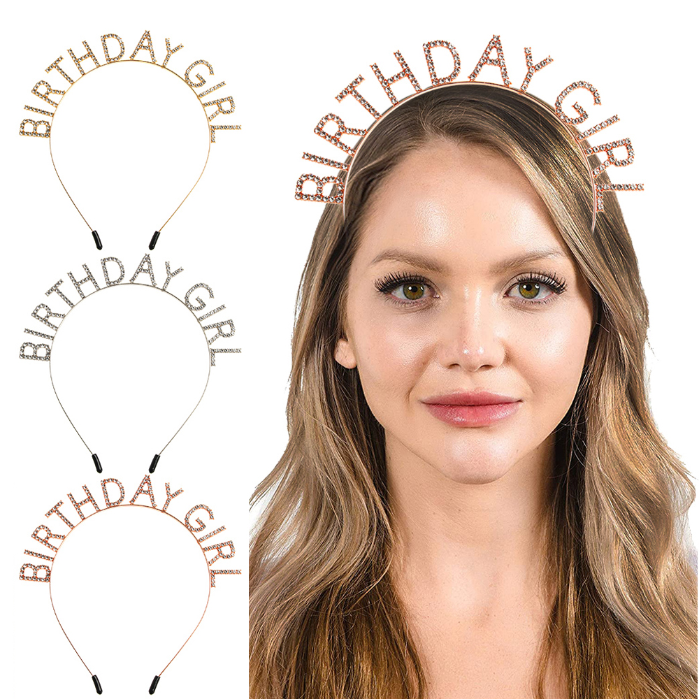 Băng Đô Cài Tóc In Chữ &quot;Birthday Girl&quot; Xinh Xắn Thời Gian Cho Nữ