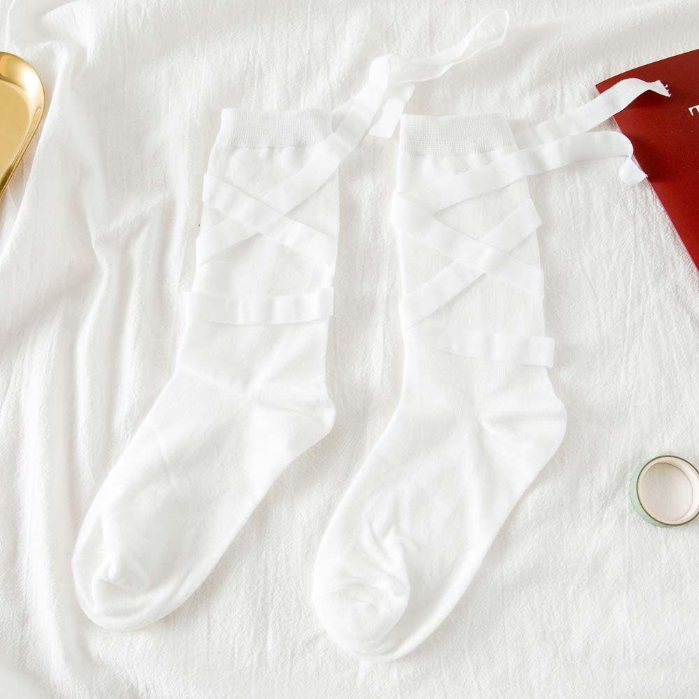 Vớ Cotton Co Giãn Họa Tiết Ruy Băng Phong Cách Lolita Công Chúa WMES15H
