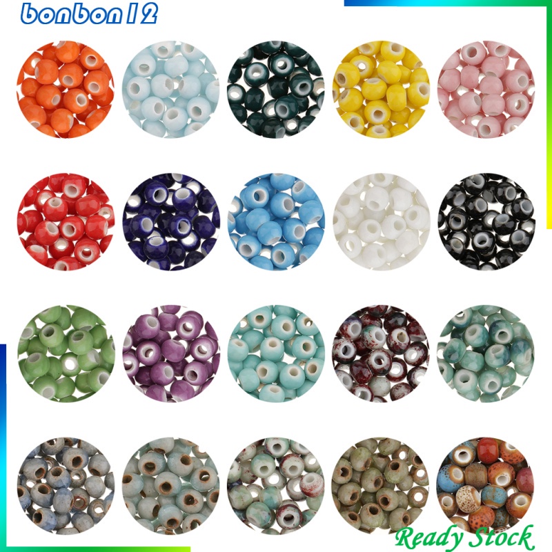 Set 100 Hạt Gốm Tròn Nhiều Màu Sắc Dùng Làm Trang Sức Diy 1