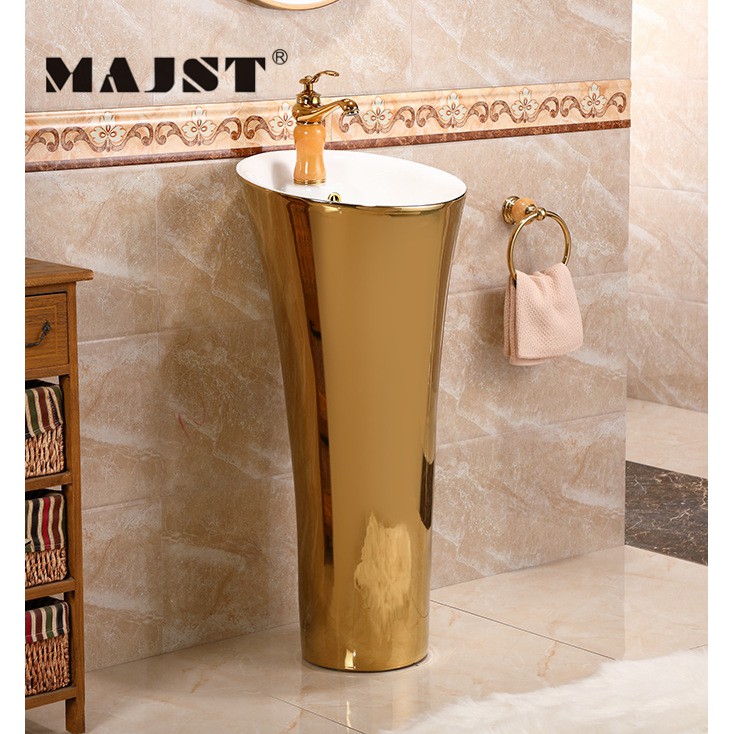 LAVABO SỨ TRỤ ĐỨNG VÀNG ĐỒNG-L101