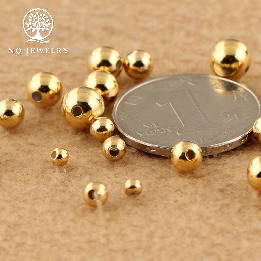 Charm bi bạc mạ vàng hạt tròn trơn 8mm - NQ Jewelry