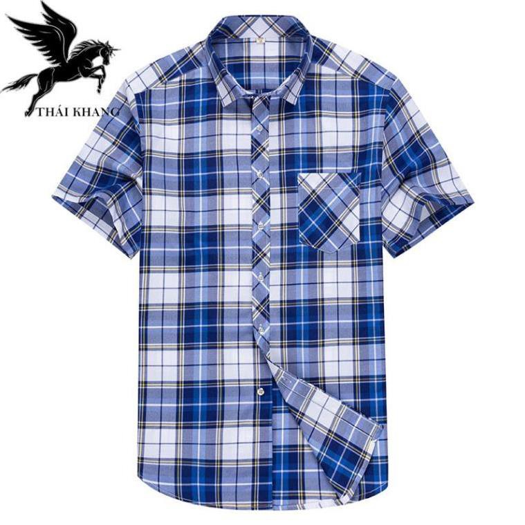 áo sơ mi tay ngắn nam cao cấp hàng bán trong siêu thị loại caro đẹp ASST60 | BigBuy360 - bigbuy360.vn