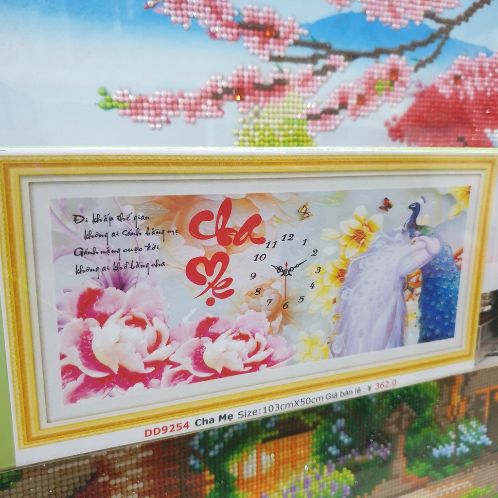 Tranh  đính đá ABC cha mẹ. Kích Thước: 1m03 x 50cm