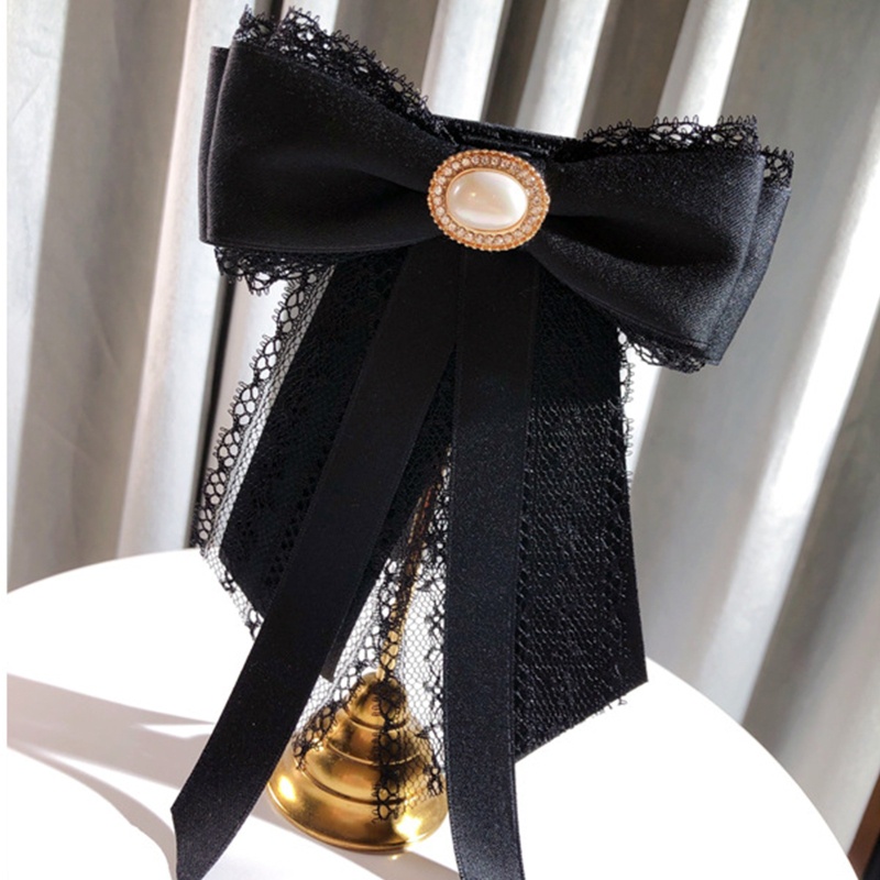 Ghim Cài Áo Hình Nơ Đính Ngọc Trai Giả Kiểu Vintage Cho Nữ