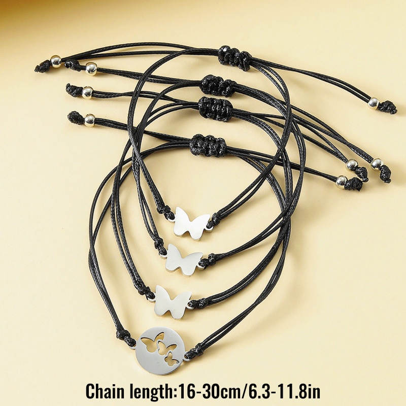 Flgo Set 4 Vòng Tay Bện Dây Hình Bướm Rỗng Cho Mẹ Và Con Gái