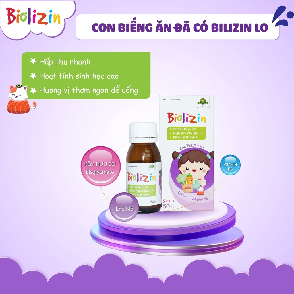 Bổ sung kẽm, viên uống kẽm Biolizin, kẽm nguyên tố chuẩn châu Âu cho bé