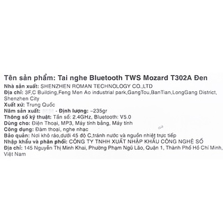Tai nghe Bluetooth TWS Mozard T302A