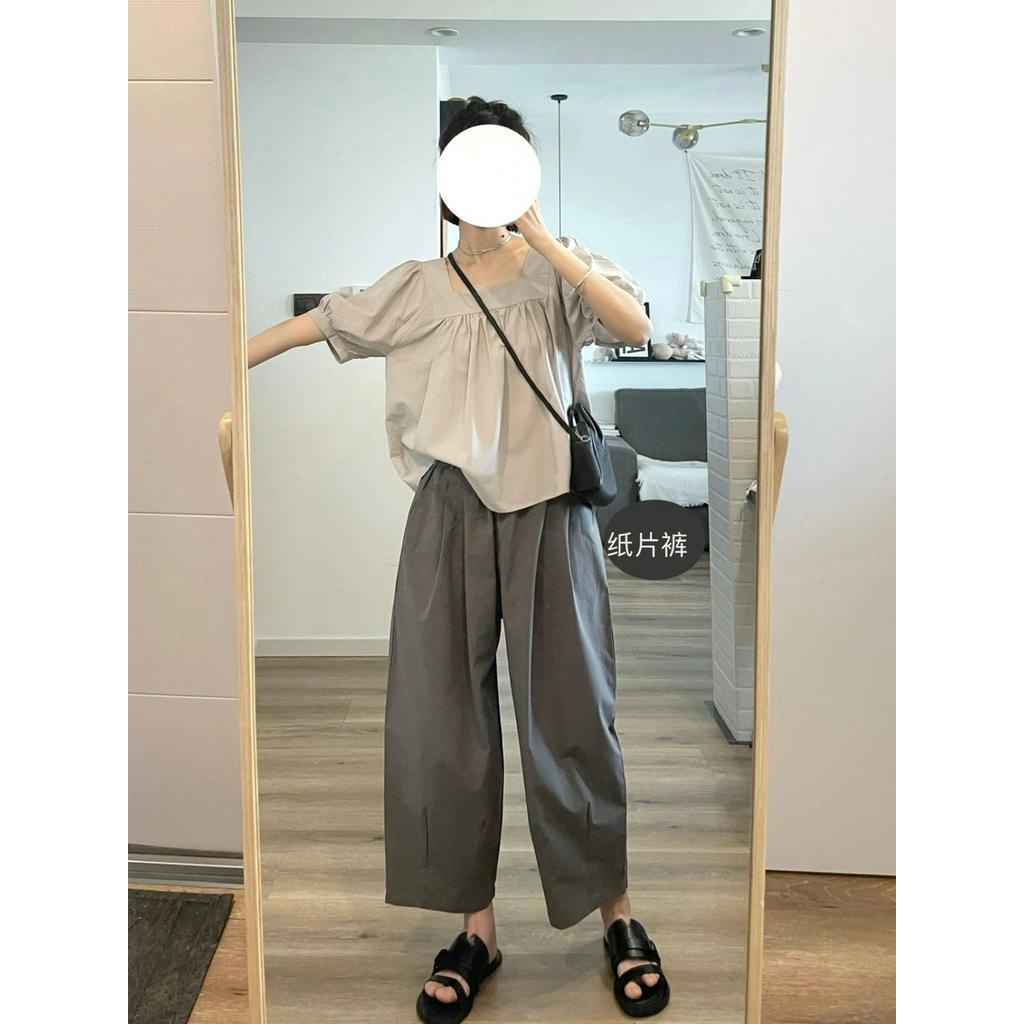 Quần Ống Rộng Lưng Cao Màu Xám 63957