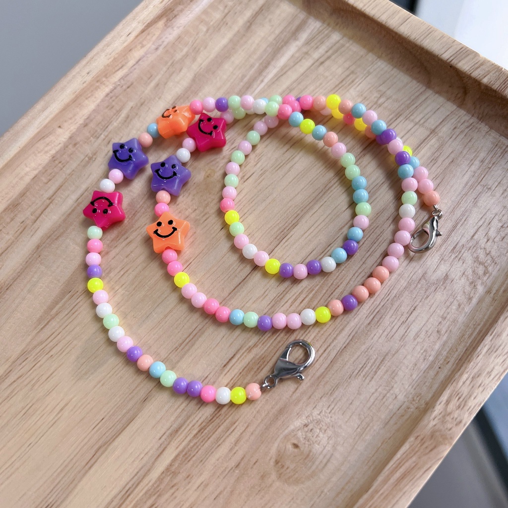 [HCM] Dây đeo khẩu trang chống thất lạc cho bé - dây hạt cườm charm mặt cười phong cách Hàn Quốc - Selenshop