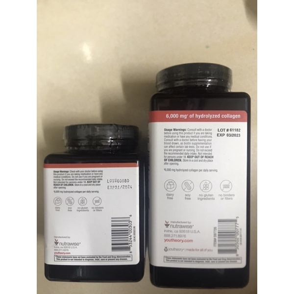(chính hãng, sp như hình, lọ 290V - 390V) Viên Uống Bổ sung Collagen Youtheory
