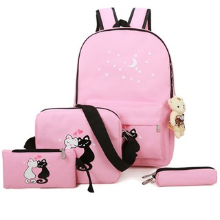 [ FREESHIP 99K TOÀN QUỐC ] COMBO BALO 4 MÓN MÈO TÌNH YÊU DỄ THƯƠNG KUTE