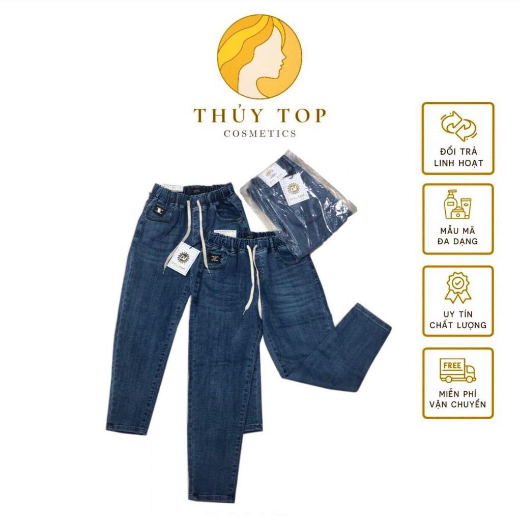 SALE Quần Bò Nữ Cạp Chun Màu Xanh Dáng Baggy Cao Cấp Quảng Châu Lên Dáng Cực Đẹp ( 82354) Xịn
