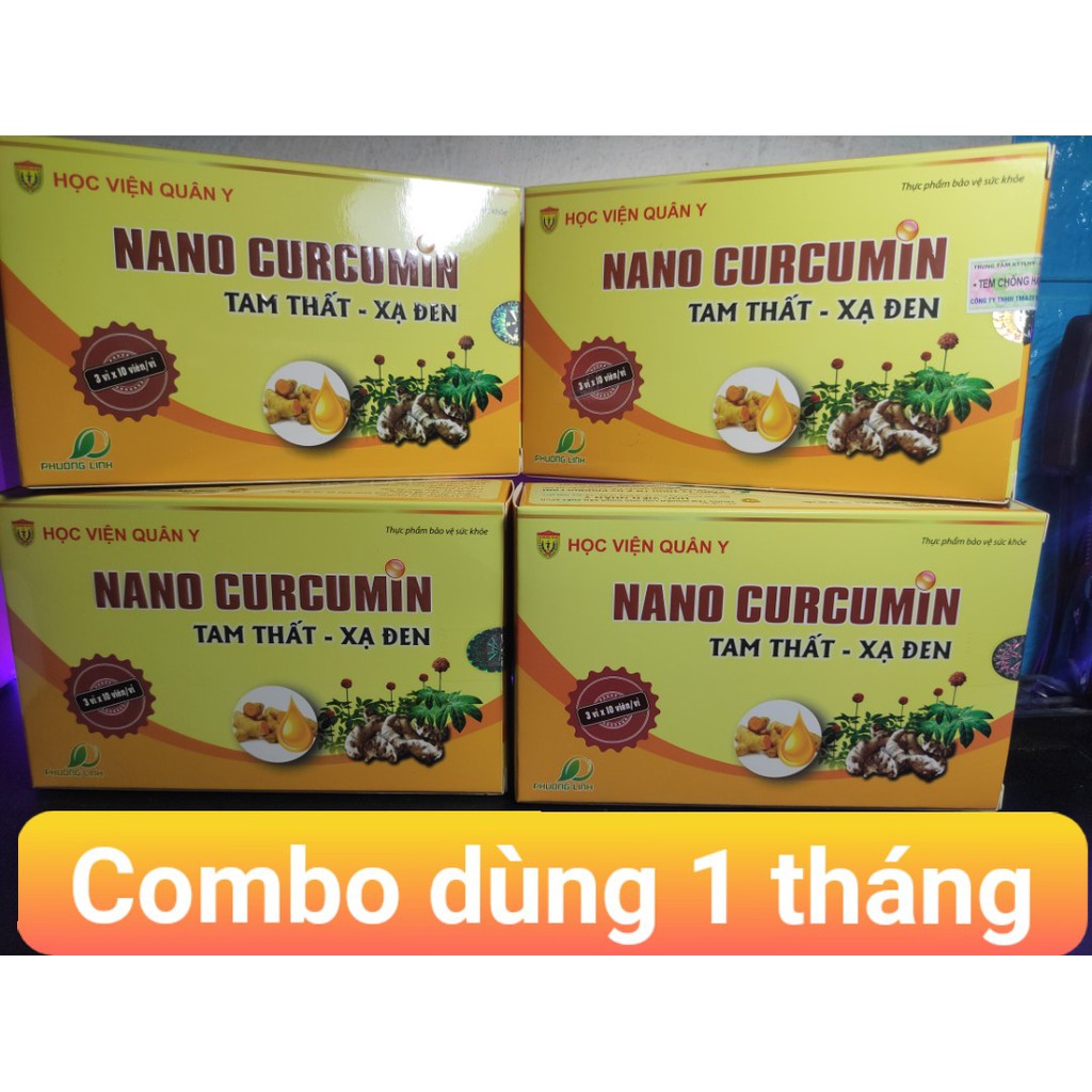 Combo 4 hộp Nano curcumin tam thất xạ đen - Hỗ trợ điều trị viêm loét dạ dày tá trảng