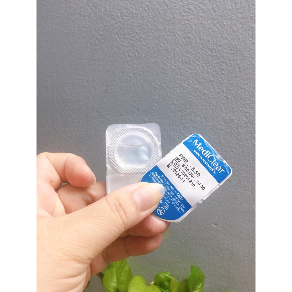1 lens 3 tháng trắng Mediclear Úc- kính áp tròng không màu cận đến 15.00 độ