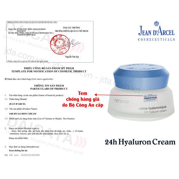 [HÀNG NHẬP KHẨU] Kem Dưỡng Ẩm Jean D'Arcel 24h Hyaluron Cream 50ml