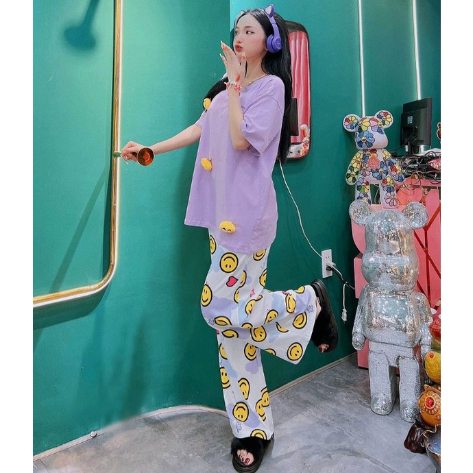 Set phông rộng suông mặt cười cao cấp