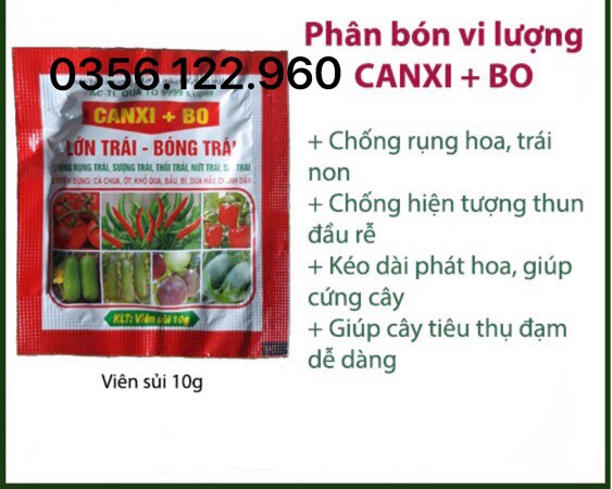 10 viên sủi Canxi + Bo 10g - Lớn Trái Bóng Trái Chống Rụng Trái