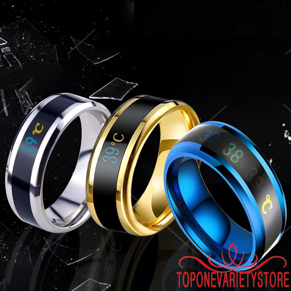 ❣TOP☞Smart Temperature Couple Ring Fashion New Mood Temperature Display Ring