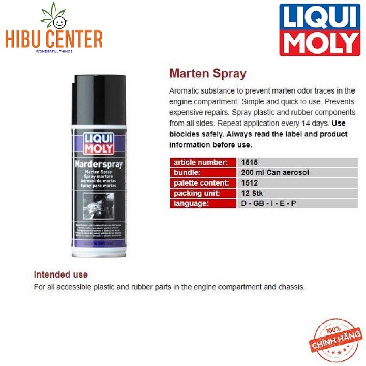 Chai Xịt Chống Chuột LIQUI MOLY Marten Spray 1515 200ml