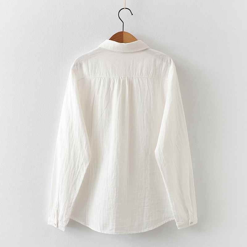 Áo Sơ Mi cotton Hai Lớp Tay Dài Thêu Hình Chuột mickey Phong Cách Nhật Bản 2022