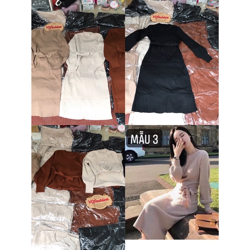 Váy len Quảng châu thắt nơ eo xinh xắn | BigBuy360 - bigbuy360.vn