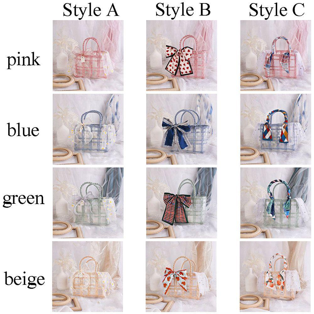 Túi Xách Đan Lát Phối Ren Đính Nơ Xinh Xắn Thời Trang Đi Biển