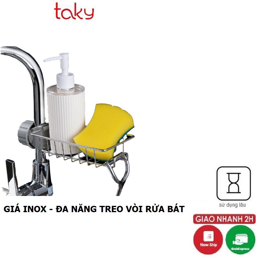 Giá Inox - Taky, Gắn Vòi Nước Cho Khu Bếp, Để Giẻ Rửa Bát, Chén Đĩa và Miếng Cọ Xoong Nồi, Tiện Dụng Gia Đình - 4008