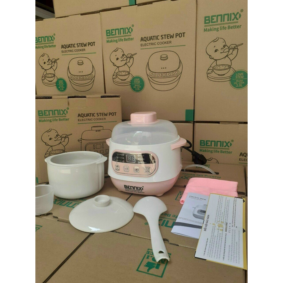 Nồi nấu cháo hầm, chưng yến, hấp cách thủy cho bé BENNIX A100