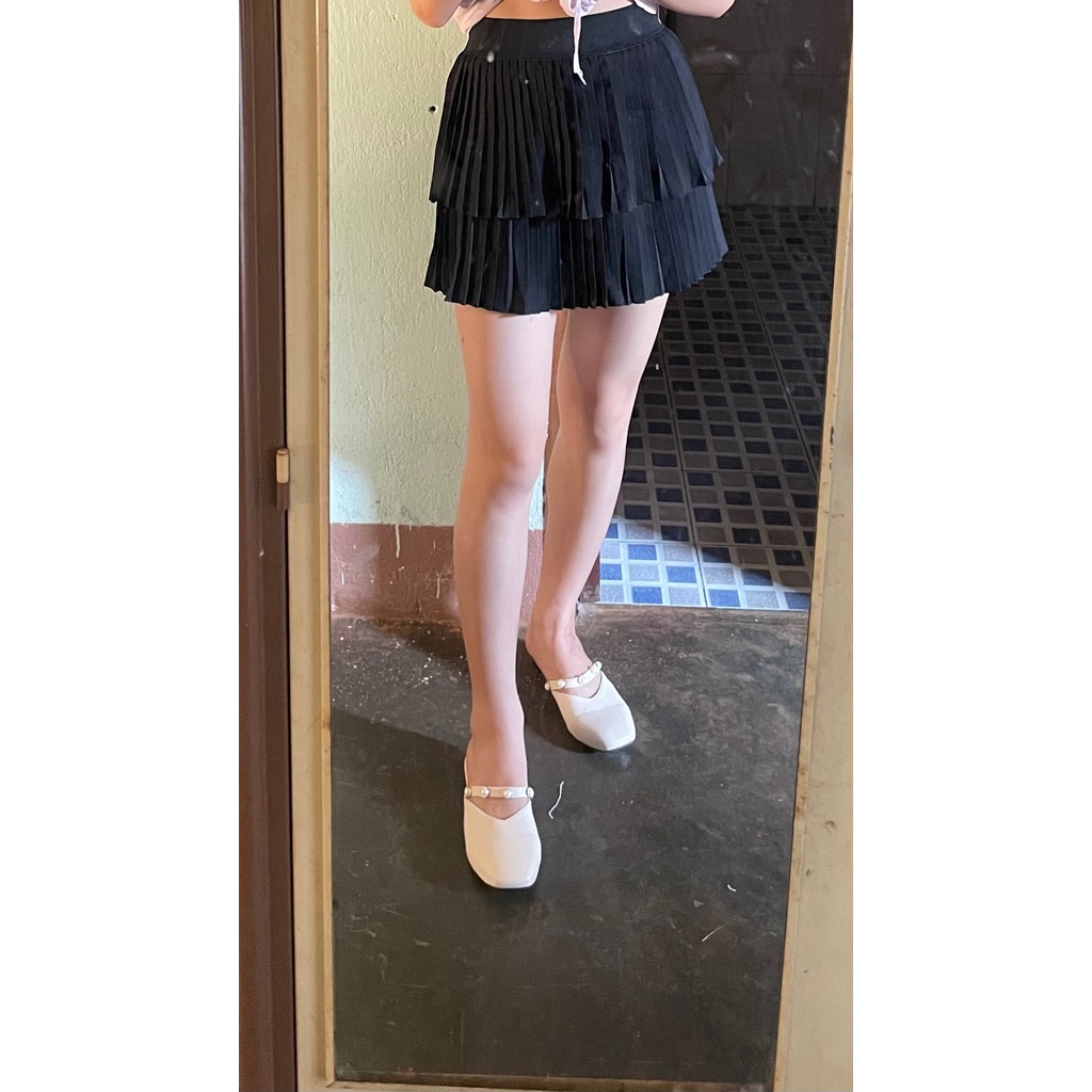 Chân váy ngắn vati 2 tầng có quần trong, chân váy xếp ly chất liệu cao cấp không bị nhăn