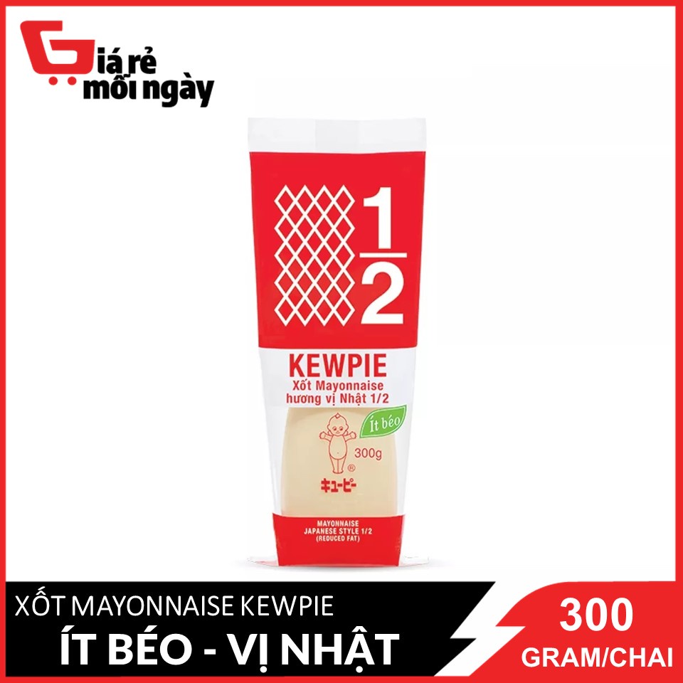 Xốt Kewpie Mayonnaise Hương Vị Nhật 1/2 ít béo chai 300g