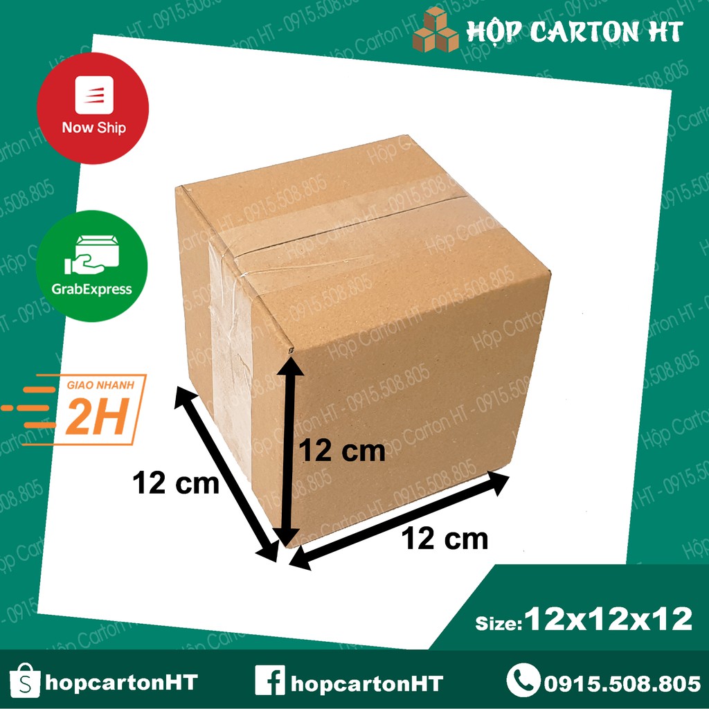 12x12x12 Combo 10 hộp carton, thùng giấy cod gói hàng, hộp bìa carton đóng hàng giá rẻ