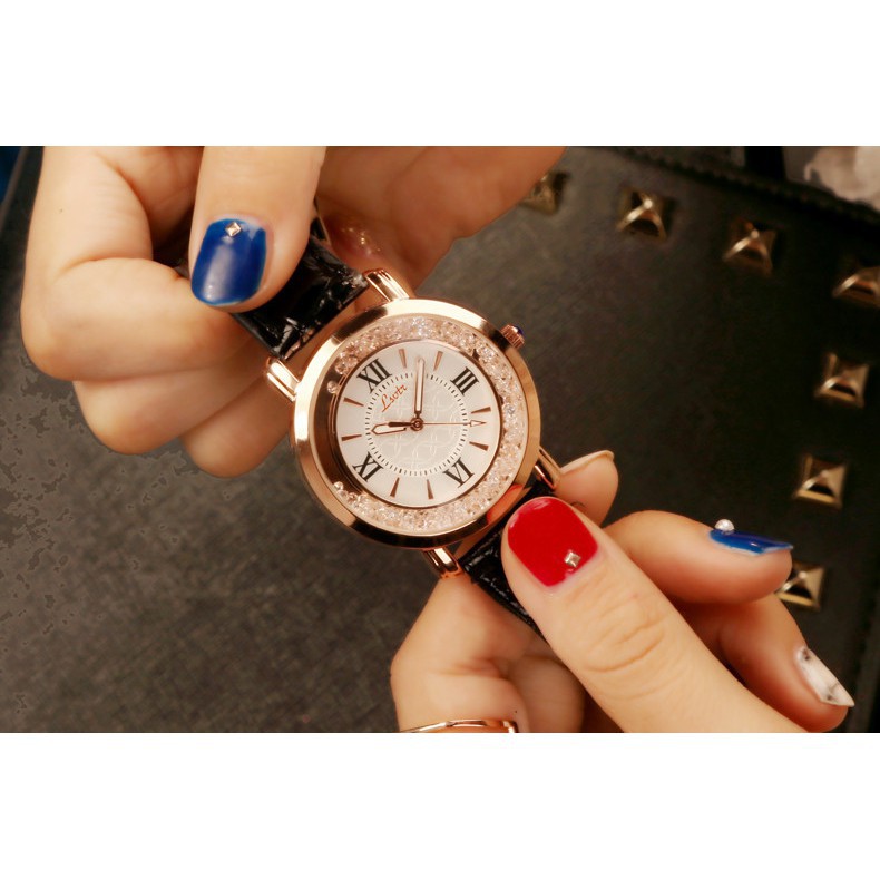 【Xác thực】 [ Mẫu Hot] Đồng hồ nữ Lsvtr DH9025 Dây Da Mặt Kim Loại Thời Trang