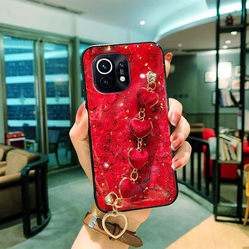 Ốp Điện Thoại Lông Nhung Mềm Có Vòng Tay Hình Trái Tim Cho Xiaomi Redmi Note 10 9 8 11 Lite 9C 10C 9T Poco M3 Pro 5G X3 F3