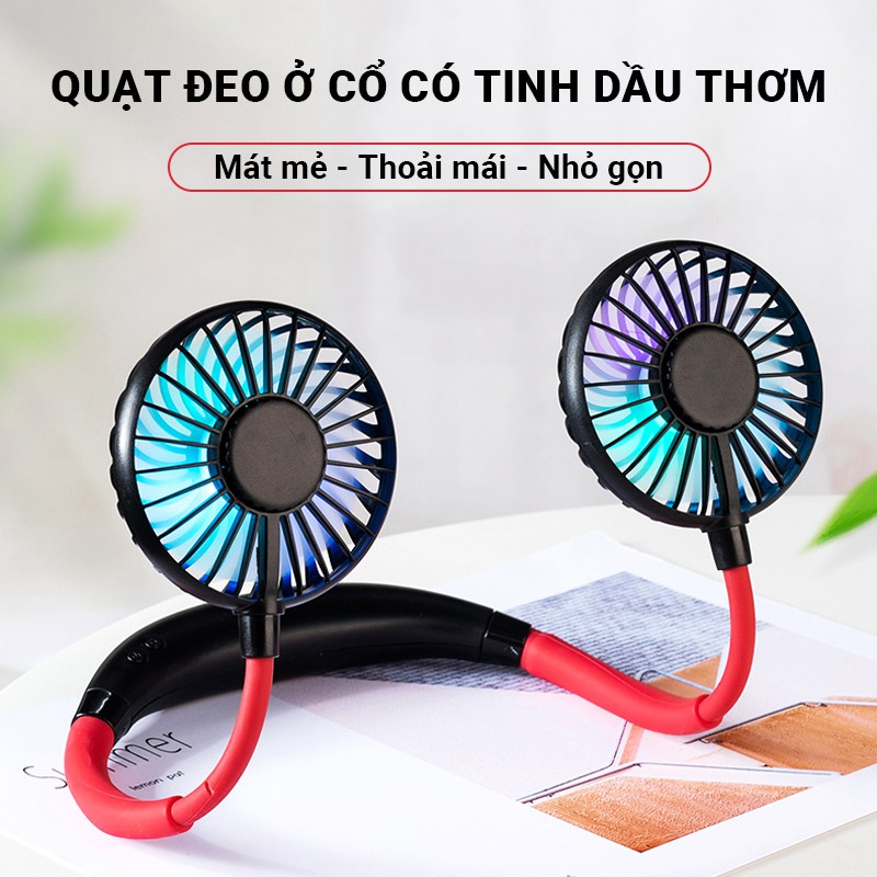 Quạt mini sạc điện Cát Thái X8 đeo cổ thoái mái, quạt mát mẻ yên tĩnh, nhựa ABS độ bền cao 3 sức gió dung lượng 2000mAh