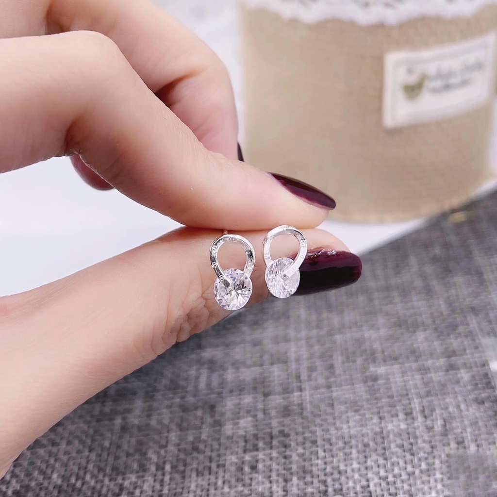 Khuyên Tai Nữ Bạc Ta CaoBac Silver Nụ Bạc Đơn Giản Sang Chảnh Hình Ổ Đá Giọt Nước Dịu Dàng Hợp Làm Quà Tặng Lịch Sự