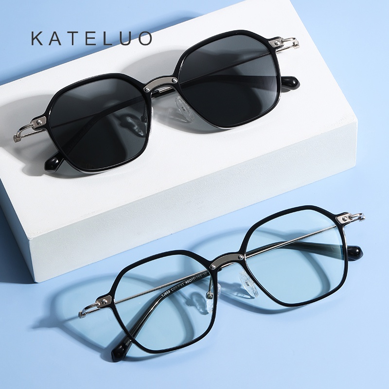 Kính mát KATELUO TJ859 TR90 gọng siêu nhẹ chống ánh sáng xanh phong cách retro cho nam nữ