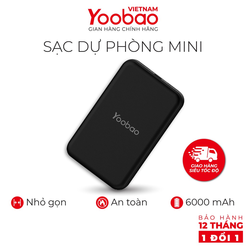 Sạc dự phòng mini 6000mAh Yoobao P6W - Hàng chính hãng - Bảo hành 12 tháng 1 đổi 1