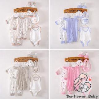 Set 8 món đồ cotton dành cho trẻ sơ sinh từ 0-3 tháng tuổi 4 màu