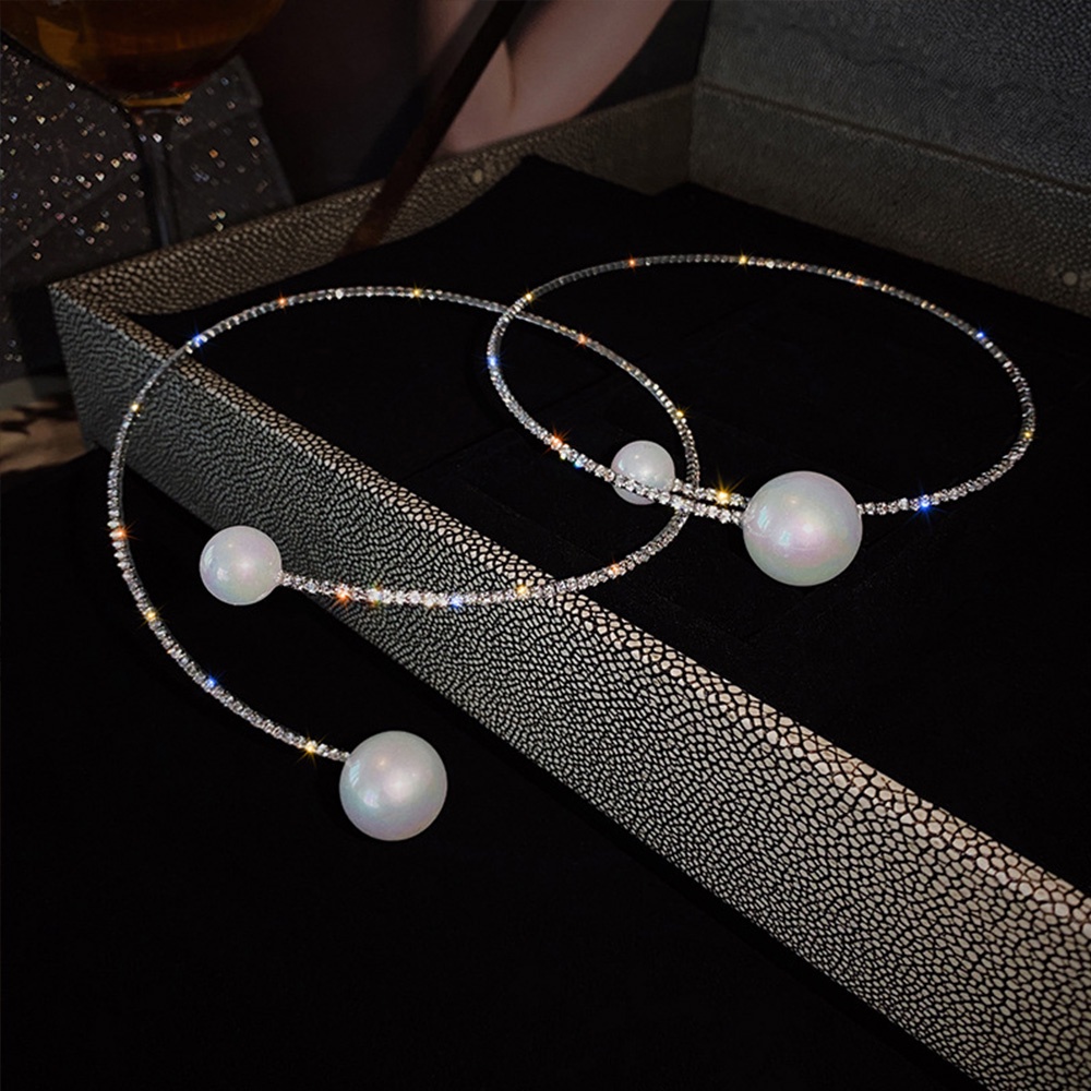 Vòng Cổ Choker Đính Ngọc Trai Giả Dạng Hở Điều Chỉnh Được Thiết Kế Tinh Tế Thời Trang Hàn Quốc Cho Nữ