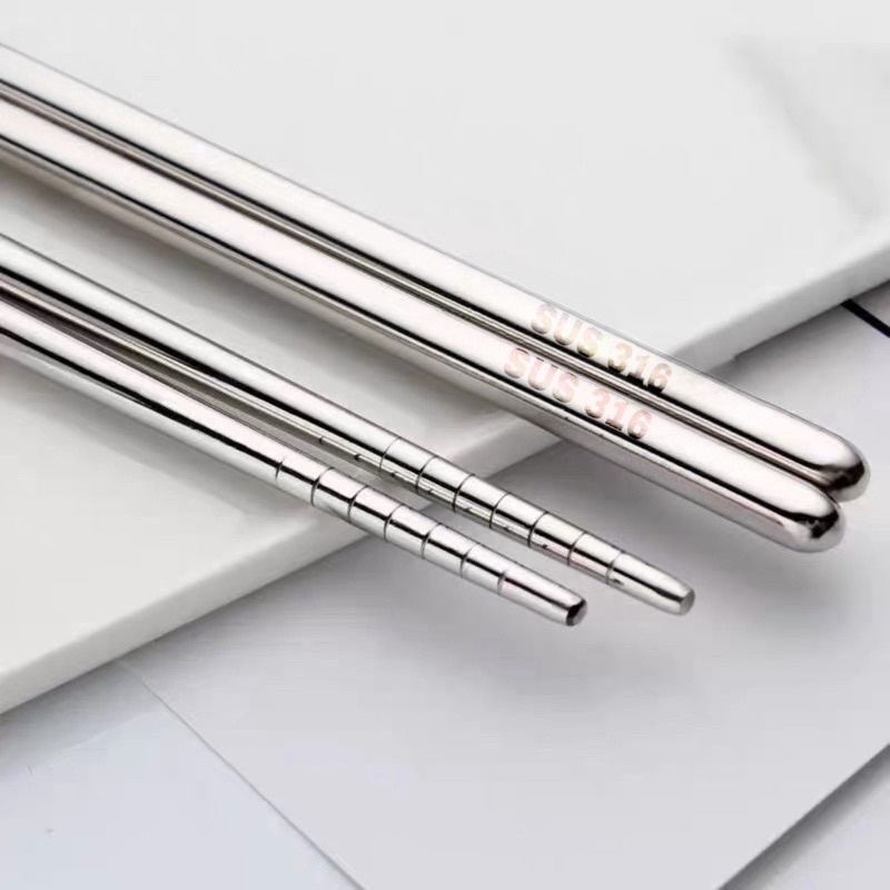 Bộ 10 đôi Đũa inox 304, 316 cao cấp có chống trơn trượt