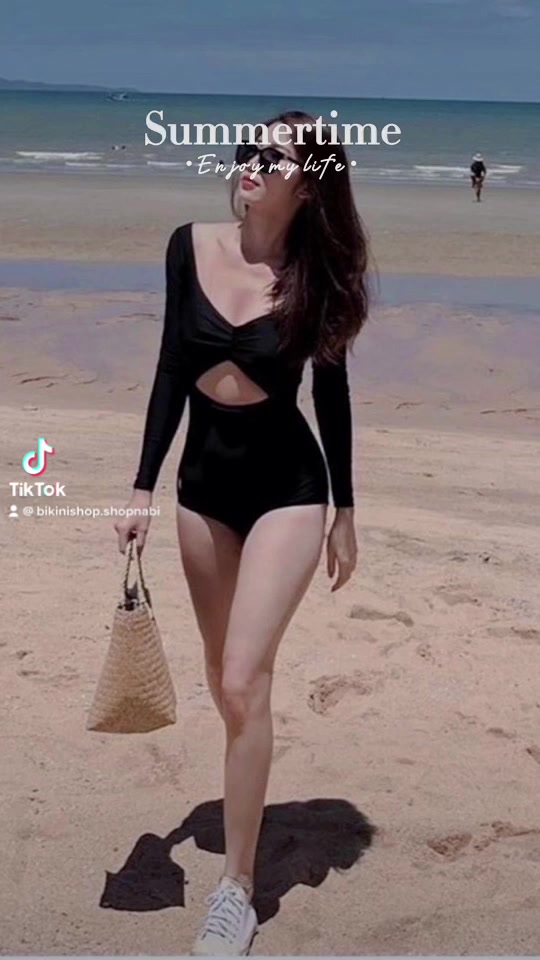 ĐỒ BƠI NỮ LOẠI ĐẸP- Bikini liền mảnh tay dài khoét lưng khoét ngực- Đồ bơi nữ đi biển kín đáo- LMCOTIM | BigBuy360 - bigbuy360.vn