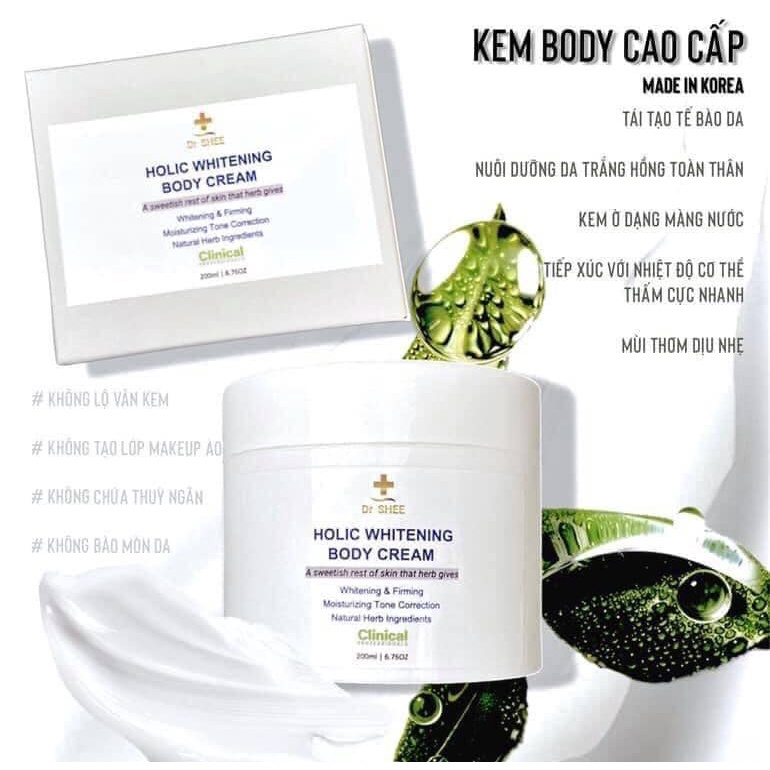 Kem Body DrShee, Holic Whitening Body Cream Dr.shee