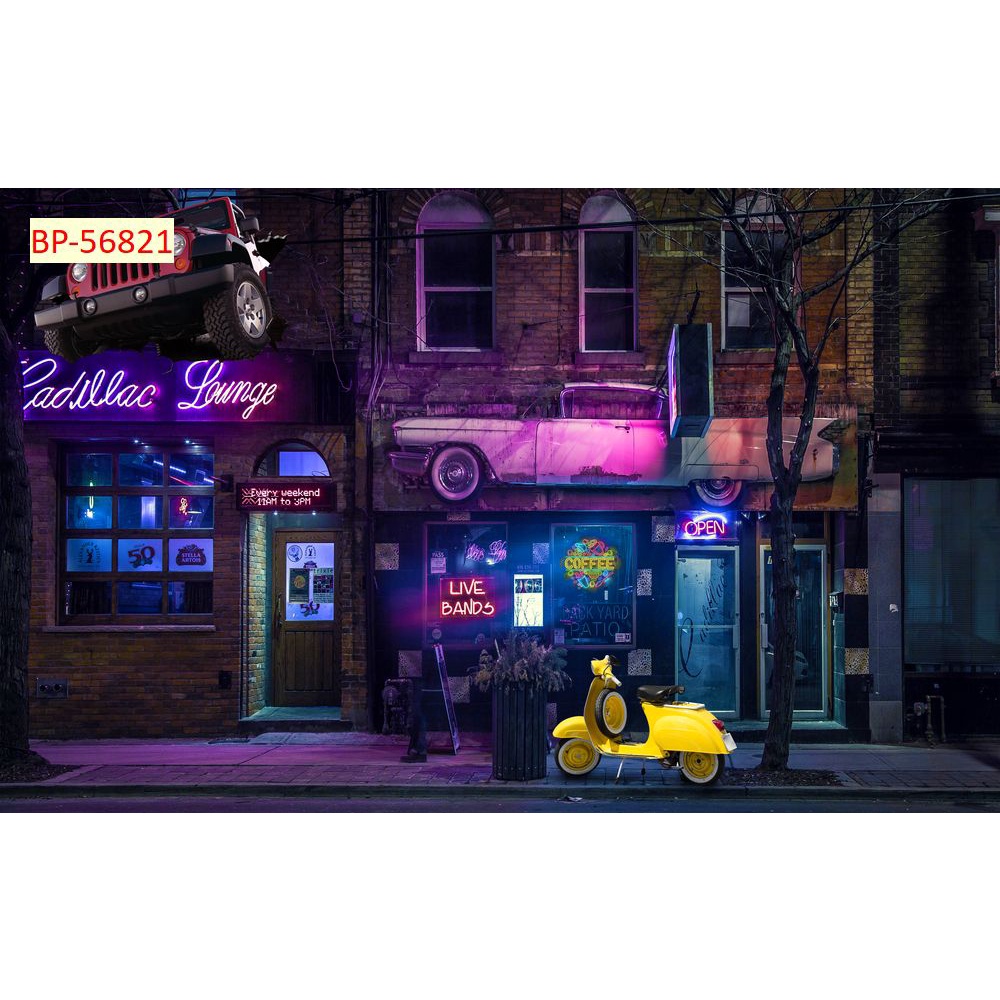 Tranh dán tường Quán Cafe, Trà Sữa, Trang Trí Cửa Hàng 3D mẫu hot