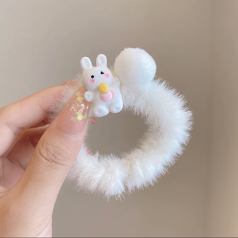 【kifli】Dây buộc tóc cao su vải lông nhung màu kẹo ngọt phong cách Hàn Quốc dễ thương