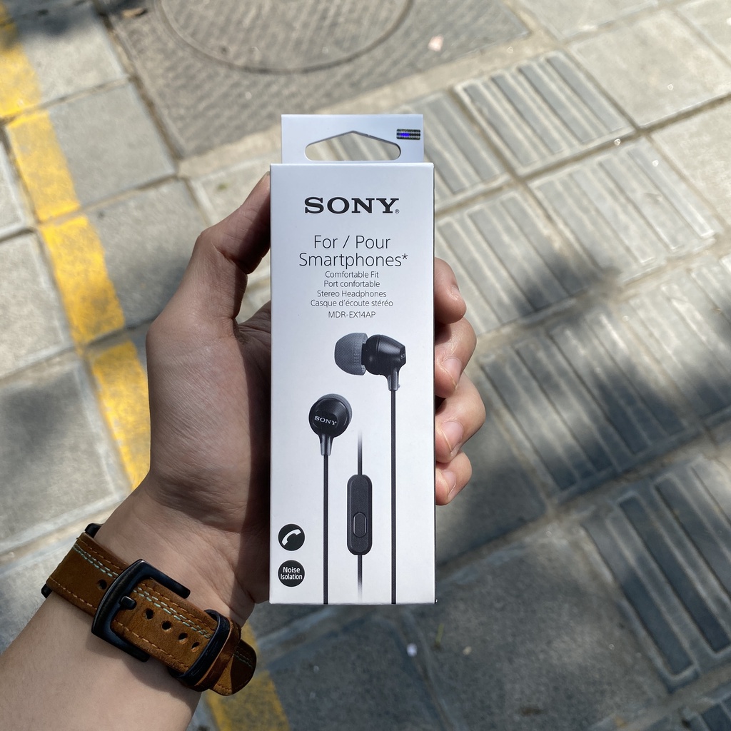 Tai nghe dây jack 3.5mm có mic Sony MDR-EX14AP chính hãng chống ồn cực tốt - Hàng Fullbox mới 100% bảo hành 12 tháng