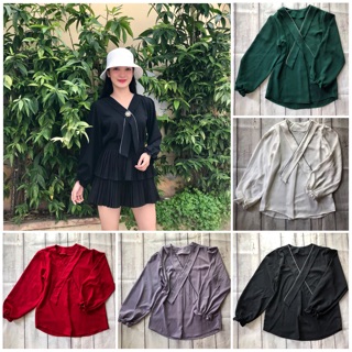 Áo kiểu cổ V công sở