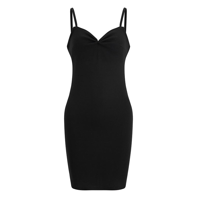 DUNEA Đầm Hai Dây Hở Lưng Màu Đen Quyến Rũ Cho Nữ 3.8