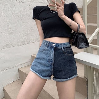 Quần short jeans lưng cao ống rộng thời trang dành cho nữ