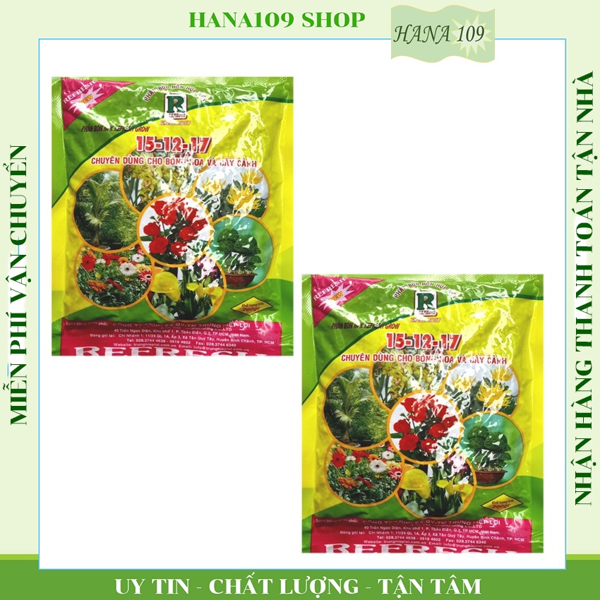 Bộ 2 gói Phân bón gốc NPK Refresh Gold Super cung cấp dinh dưỡng thiết yếu chuyên dùng cho hoa, cây cảnh, cỏ sân gold