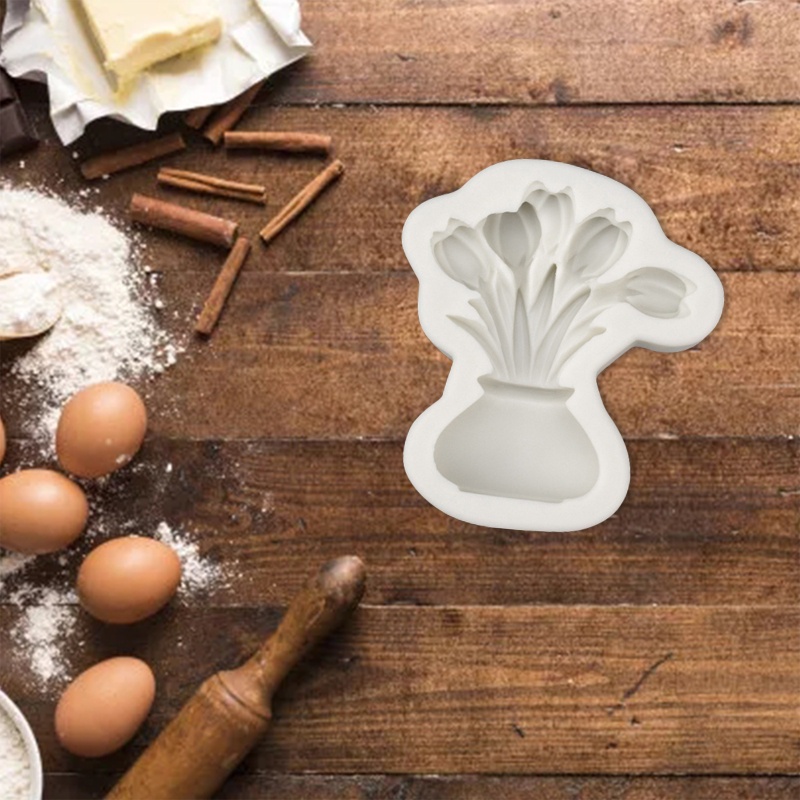 Khuôn Silicone Làm Sô Cô La Hình Lọ Hoa Tulip Xinh Xắn